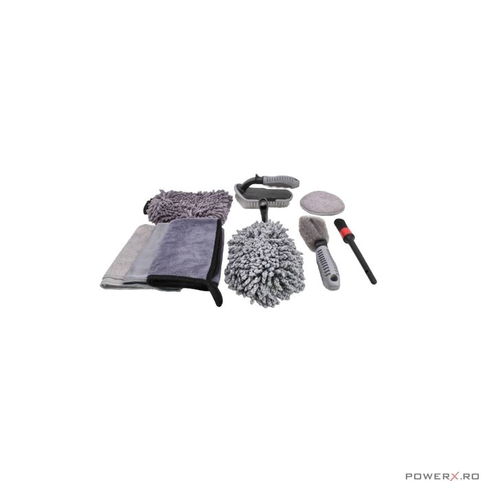 Set perii si lavete pentru curatare auto, detailing, 9 piese, Satra