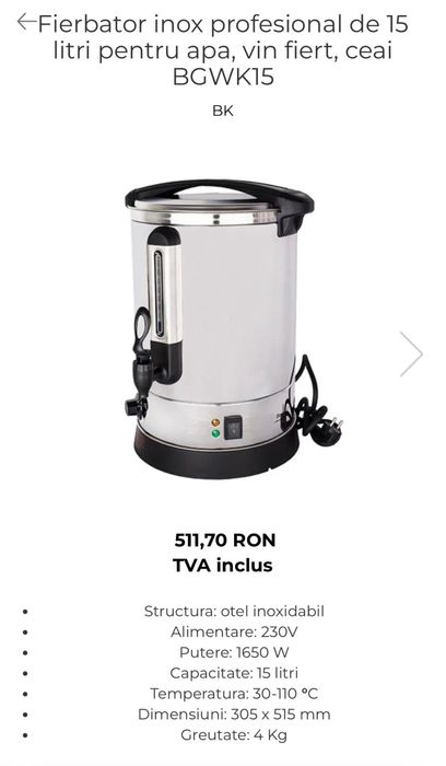 Boiler/fierbator profesional