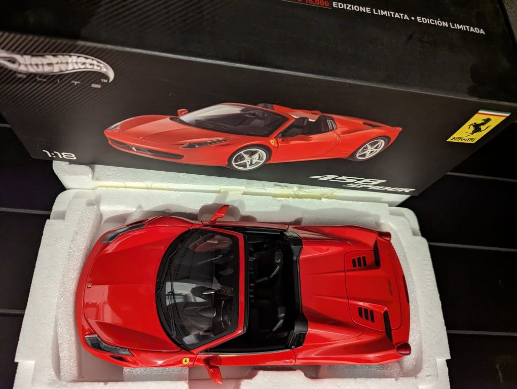 Macheta 1:18 Hotwheels Elite Ferrari 458 Spider