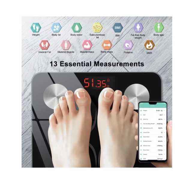 Cantar Electronic Inteligent De Baie Cu Aplicatie Smart, Ecran Digital