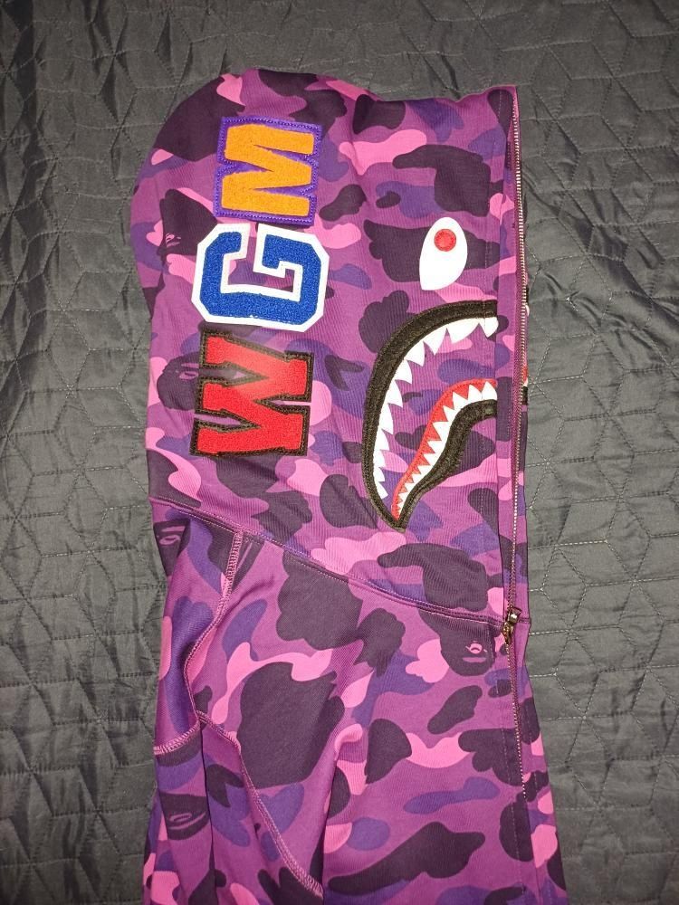 Bape color camo shark full zip hoodie