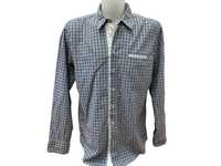 HUGO BOSS размер L / XL мъжка риза каре кафяво синьо дълъг ръкав