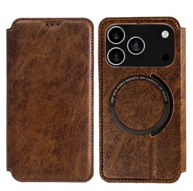 Кожен калъф тефтер за IPhone 17