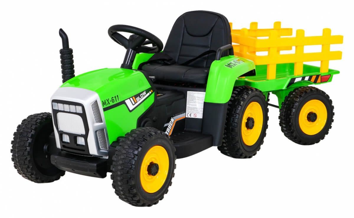 Tractor cu remorca pt copii BLOW TRUCK LUX roti EVA (MX-611-LUX) Verde