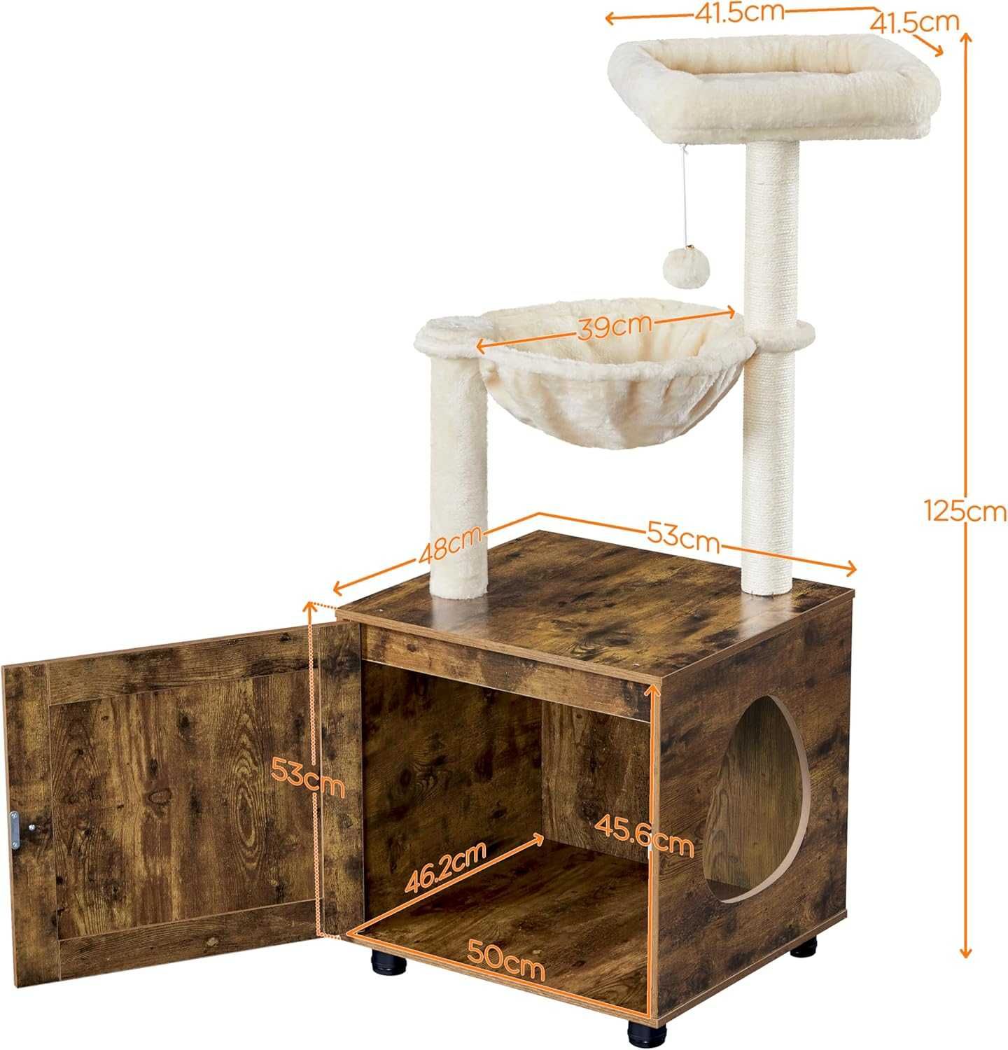 Ansamblu pisici cu dulap nisip 125 cm |YT 614192 Rustic BrownBeige