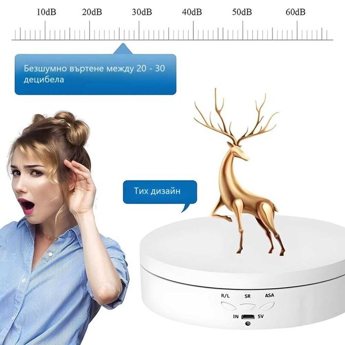 HSU 360° Ротационна Стотйка 3 в 1 – Автоматично въртене | БЯЛ