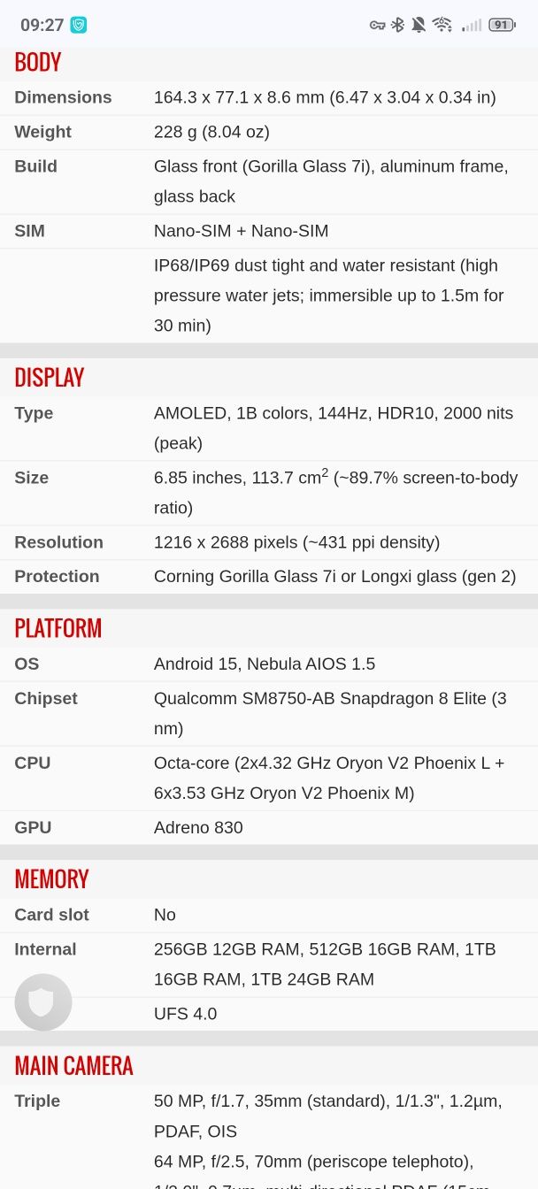 Nubia z70s ultra photographer edition NOU