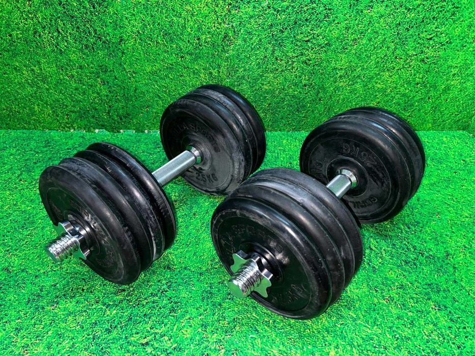 Set gantere cu discuri din fier cauciucate 45kg 30/31mm