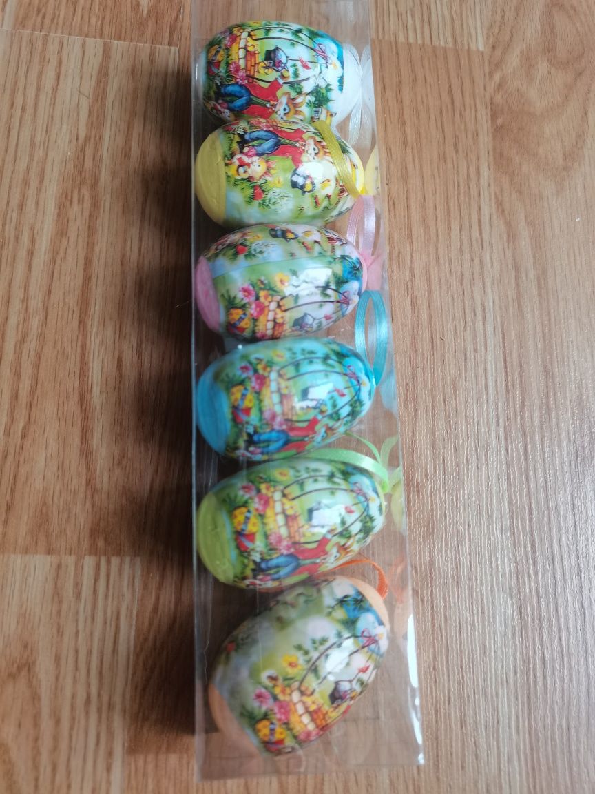 Великденски яйца за украса, цветни от стиропор (6см) 6бр