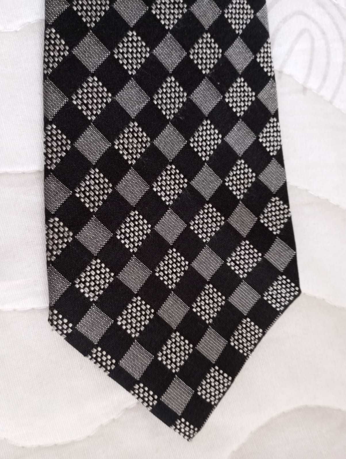 Cravata neagra cu model gri, Giorgio Redaelli, 100% matase naturala