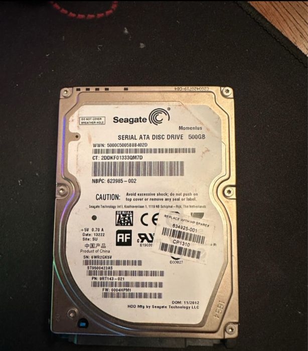 Hard laptop  saegate 500gb