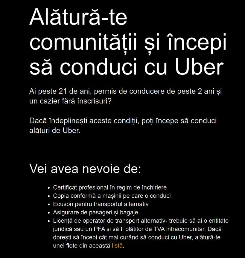 Ajutam  la obținerea atestatului Ride sharing Uber - Bolt