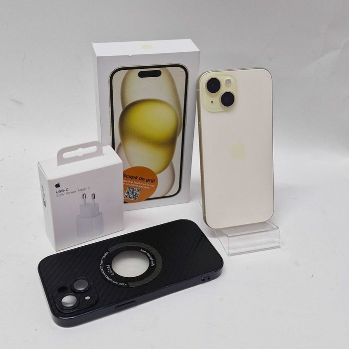 Liquid Money vinde - Telefon Apple iPhone 15, 128GB, 5G, Yellow