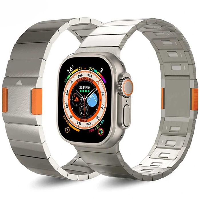 Curea metalica ceas Apple Watch Ultra / Ultra 2 49mm titanium orange