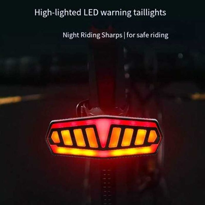 Задна LED светлина с МИГАЧИ, Безжично управление, Звуков сигнал, USB