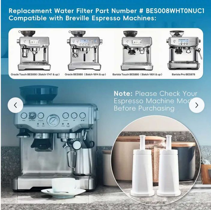 Filtre apă tip Claro pentru espressor Sage/Breville — set 4 bucăți