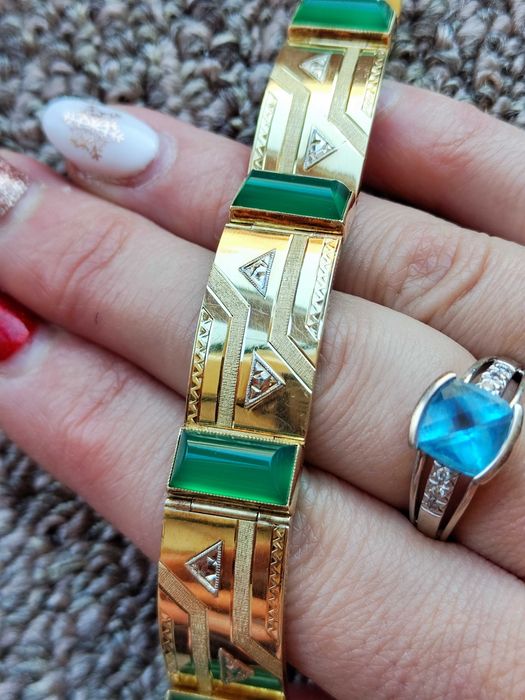 Bratara Aur 14K Calcedonie Naturala Calcedonia Unicat