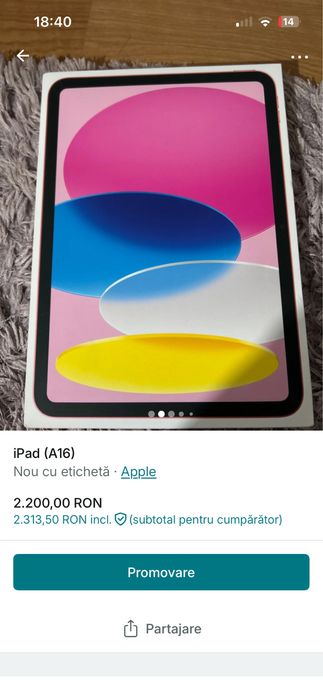 Ipad tableta (A16) 128 pink