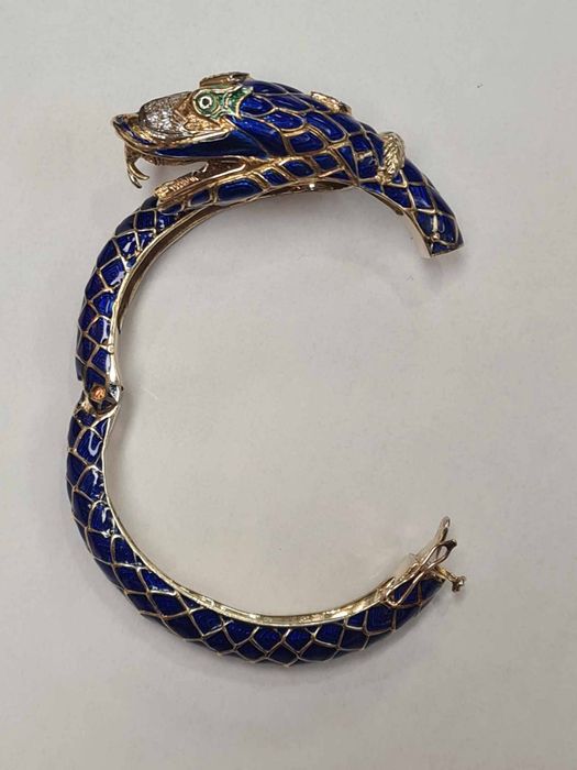 Bratara din aur galben de 14k cu email si diamante naturale, BRAU109