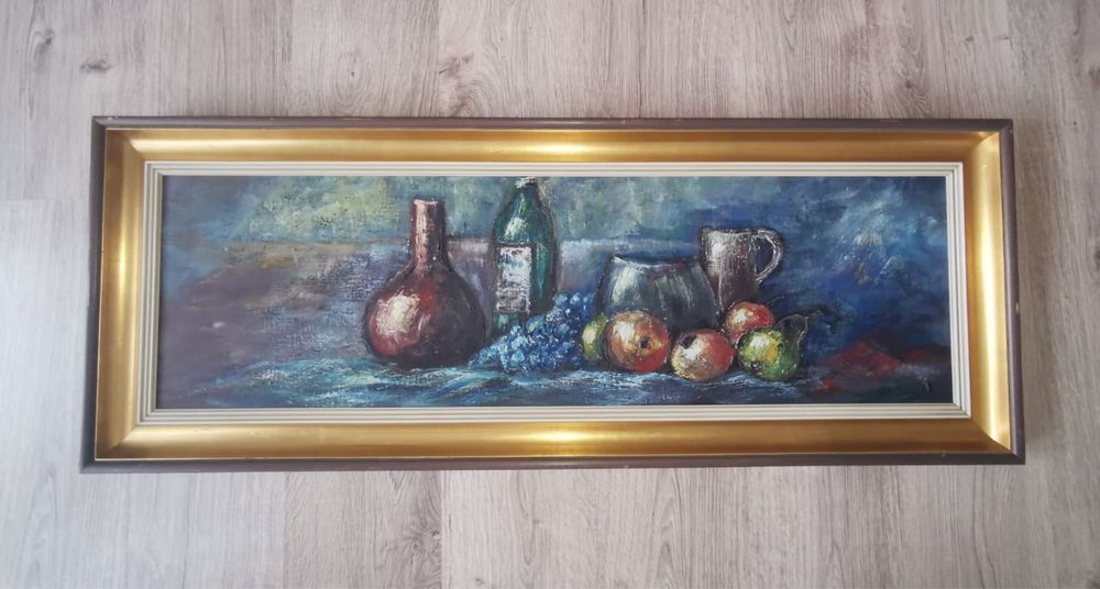 Антикварна картина Натюрморт плодове размери 112,5 см х 42,5 см х4см