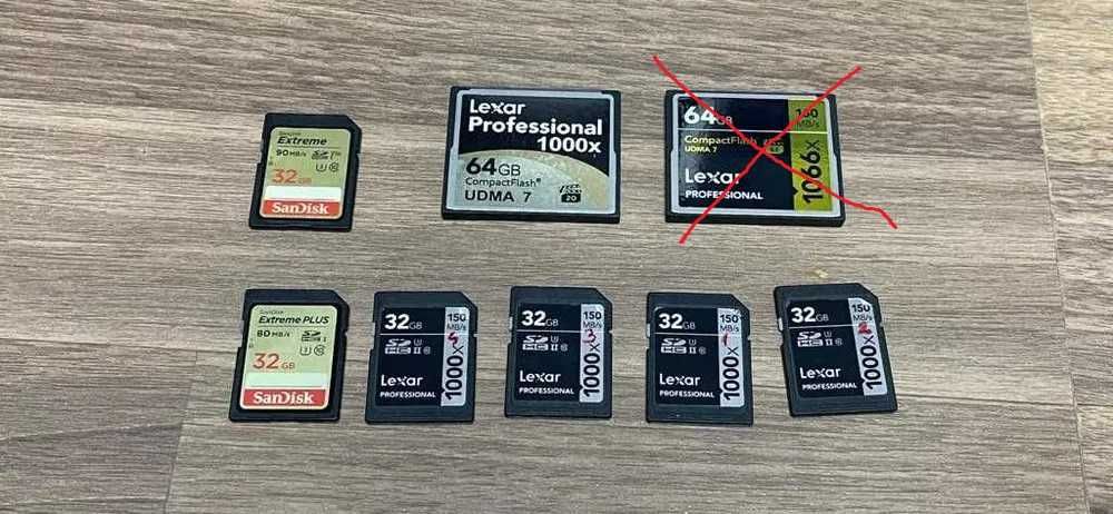 Carduri 32gb si 64gb Sandisk si Lexar SD, SDHC, CF, Compact Flash