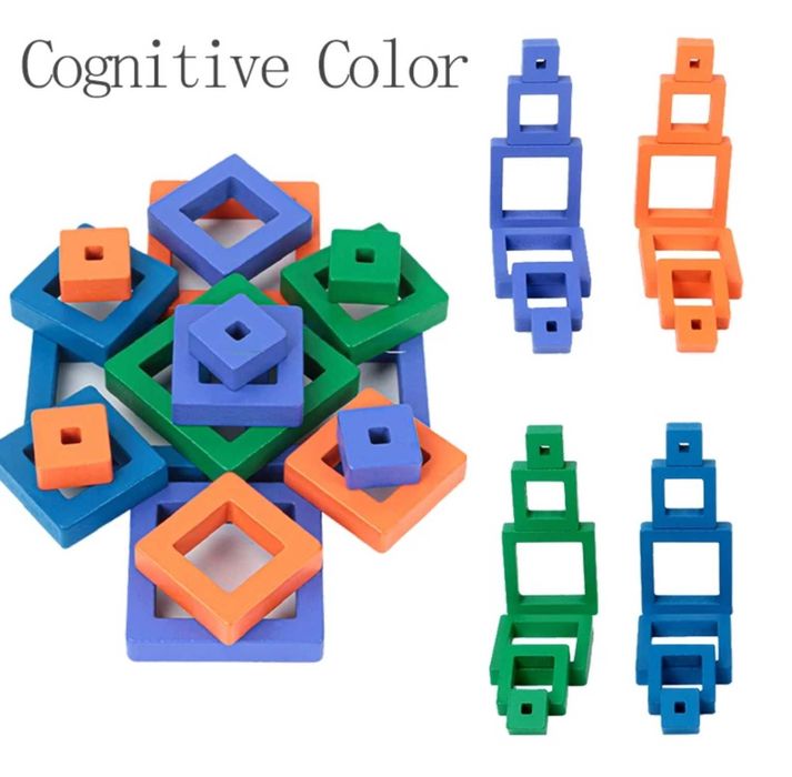 Намалена цена ! Дървена игра с дървени блокове и звънец Thinking Box