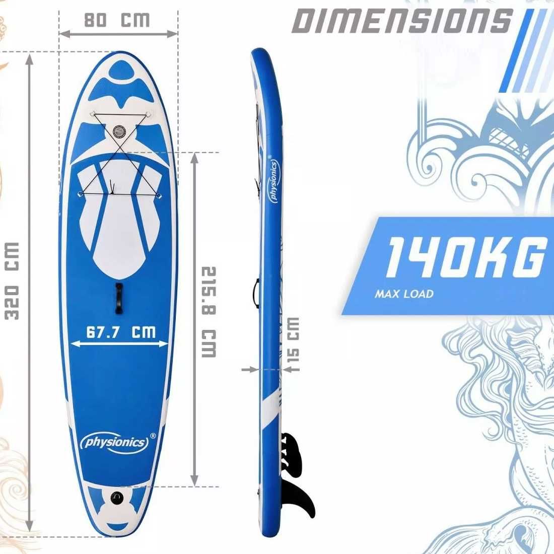 НОВ Physionics 2025 SUP Падълборд Stand Up Paddle Board СЪП 10'6 320cm