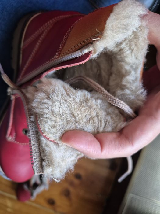 Нови топли зимни детски ботуши за момиче от естествена кожа