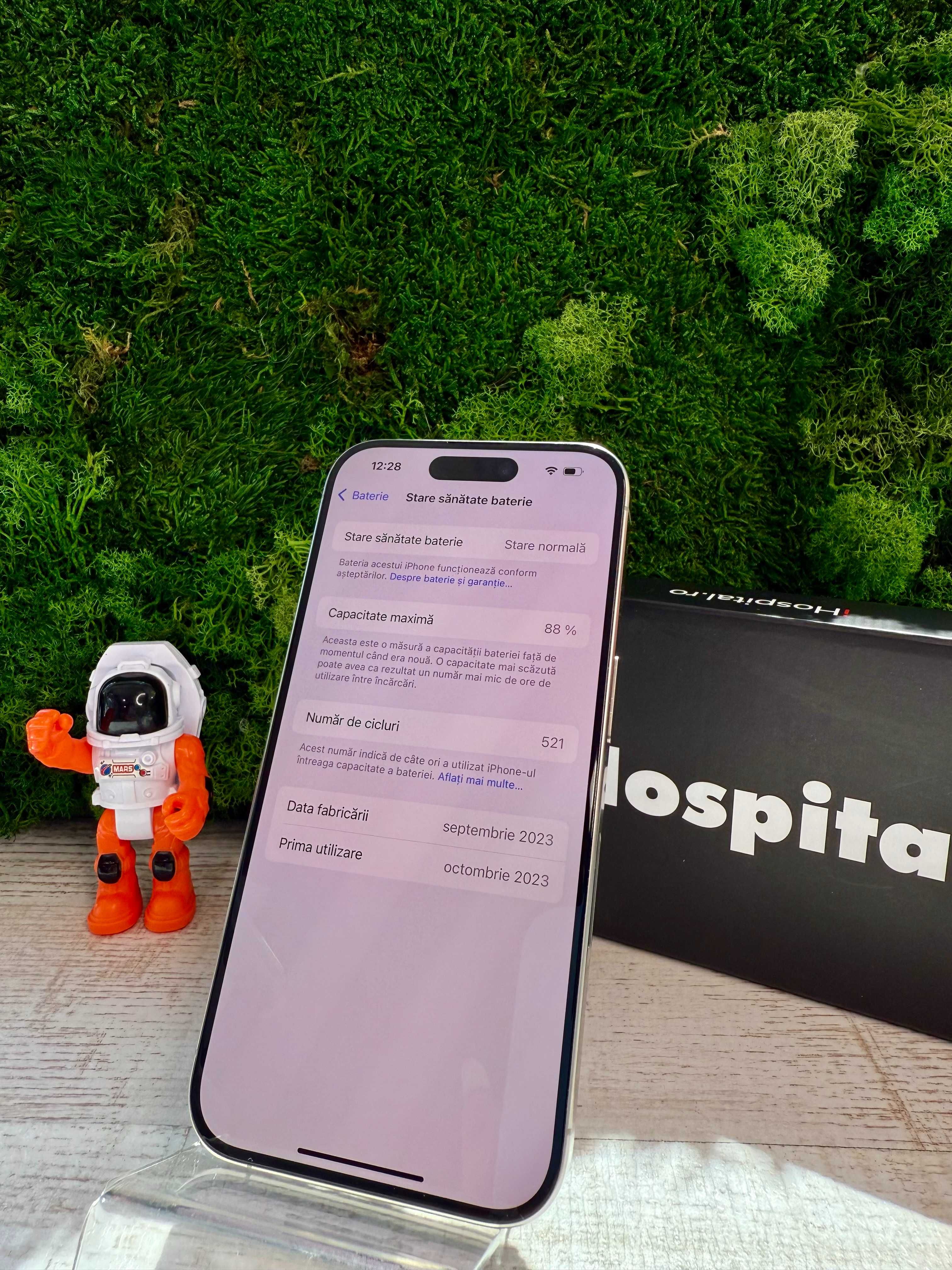 iPhone 15 Pro, Natural Titanium, 256 GB, 88% Baterie, eSIM #7011