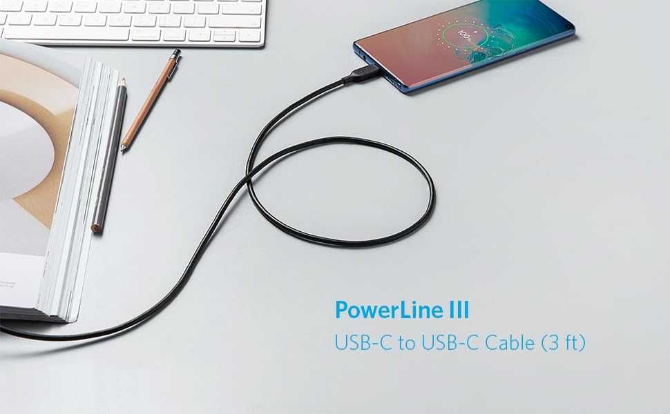 Anker PowerLine III USB-C към USB-C кабел, 0,9m