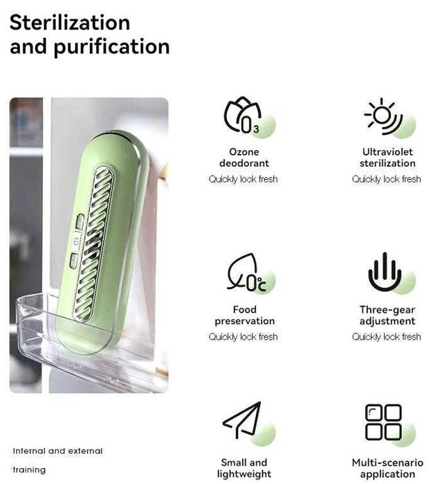 Озонатор за Автомобил ВъздухoПречиствател за Хладилник Миризми Плесени