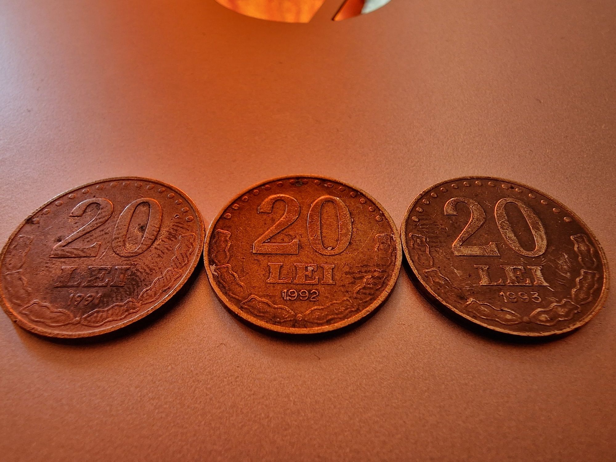 Monezi 20 lei ,an 1991,1992,1993.Pret 900 lei toate 3.