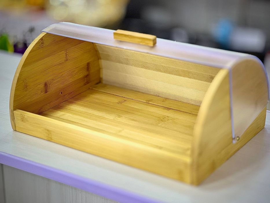 Хлебница бамбук и акрил крышка