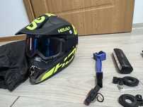 Casca+ lumini fata spate  puternice,calitate+ protectie,curatare lant