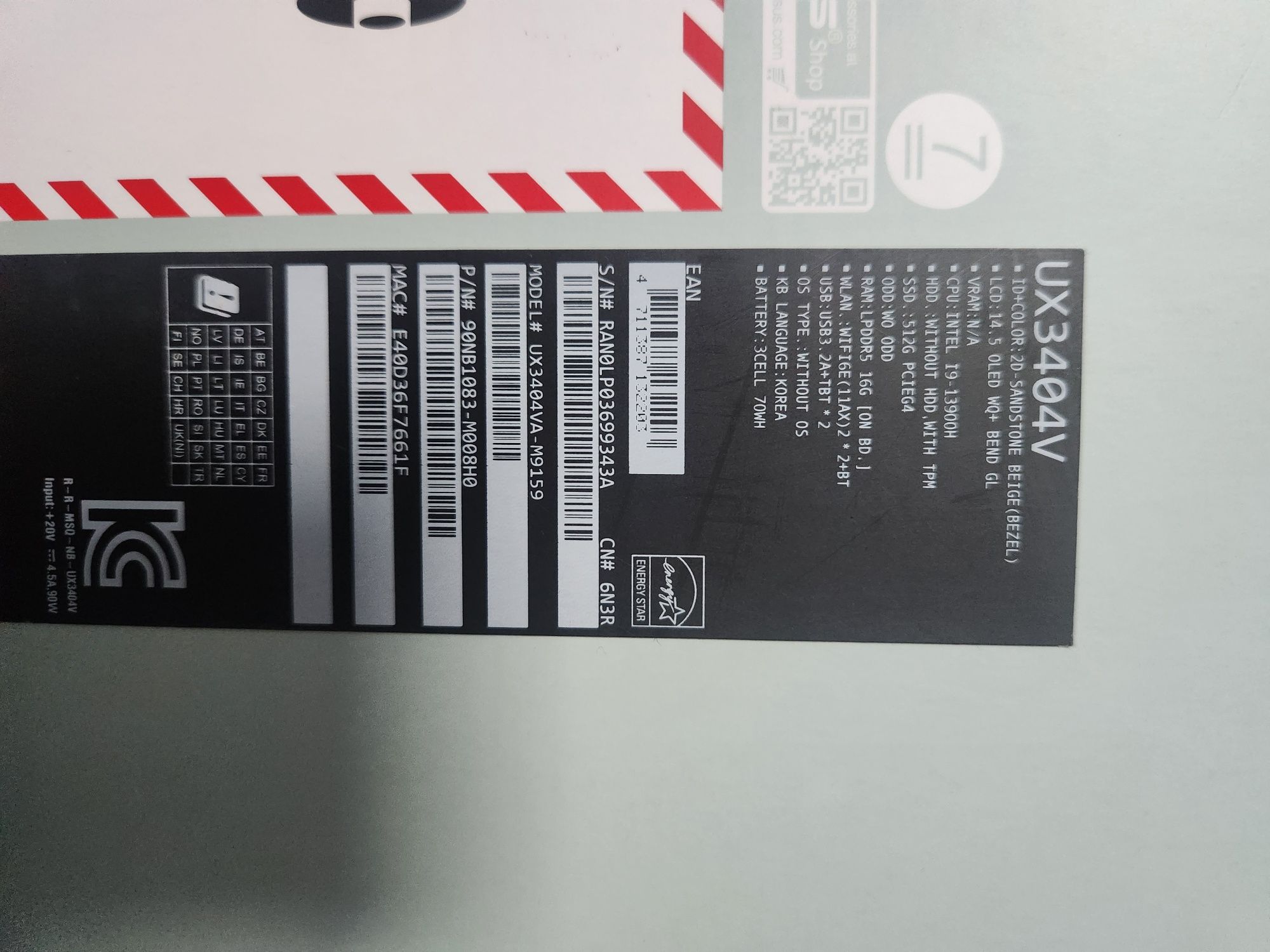 Asus Zenbook 14x ux3404V i9 13900H