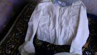 Белая блузка новая, обмен на тапочки, шлепки, тетради