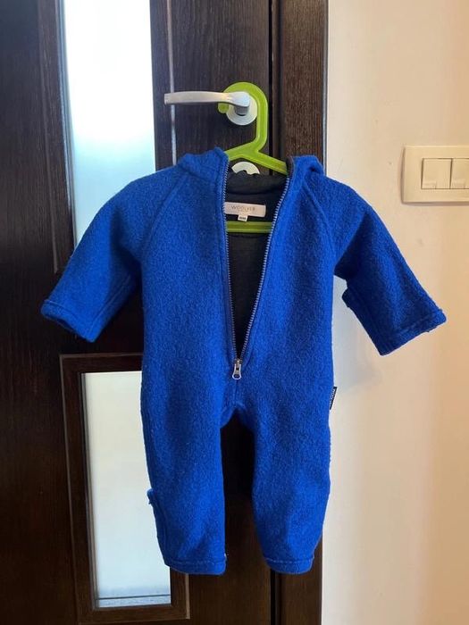 Overall din lână fiartă Royal Blue – 2-4 luni – stare foarte bună