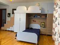 Dormitor 2 copii , MDF, complet cu 2 paturi ,birou, dulap, etajere,