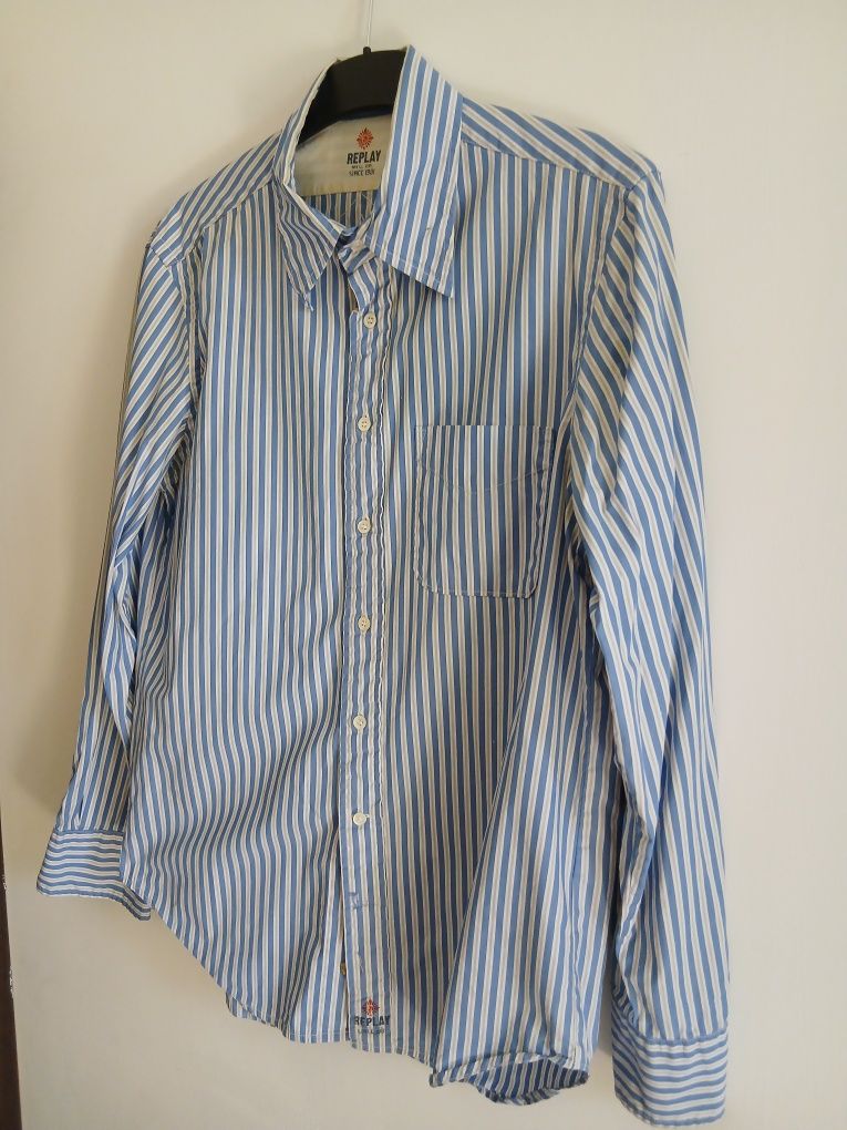 Camasa barbati in dungi marca Replay marime 44 sau XXL stare perfecta