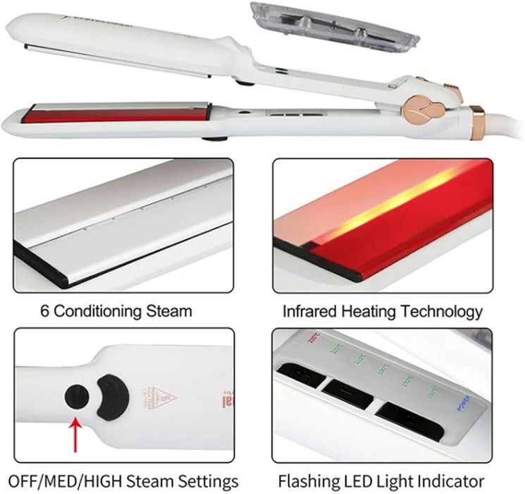 Професионална кератинова парна преса за коса с инфрачервена светлина