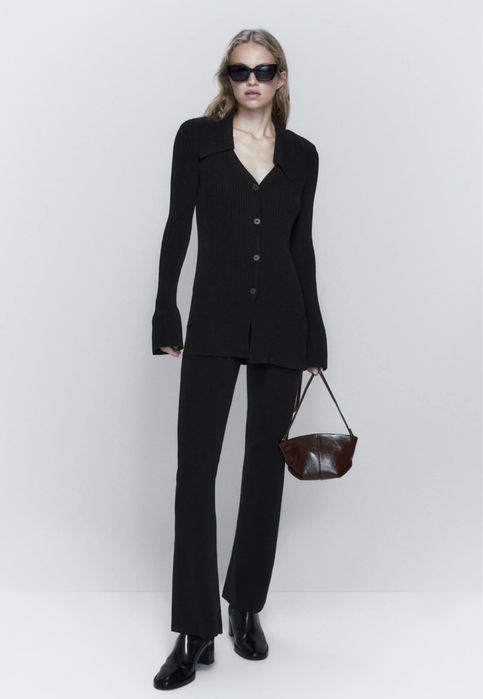 Pantaloni Massimo Dutti, negri, tricotati