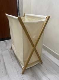Складная корзина для белья с деревянным каркасом