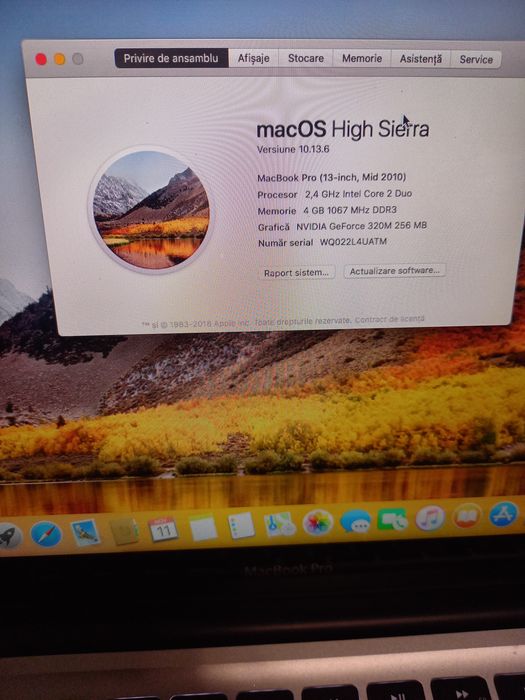 MacBool Pro 13 Mid 2010,core 2 duo și 4gb de ram  baterie 2 ore