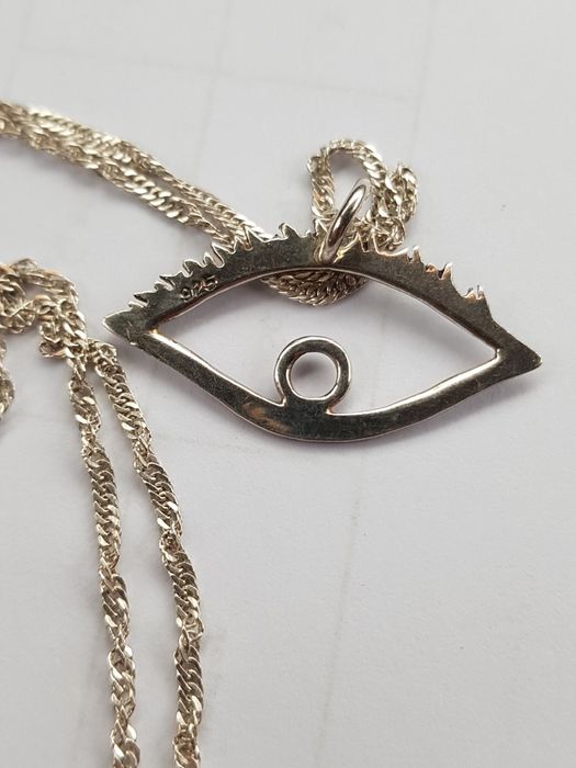 (40) lant colier argint 925 italy pandantiv ochi