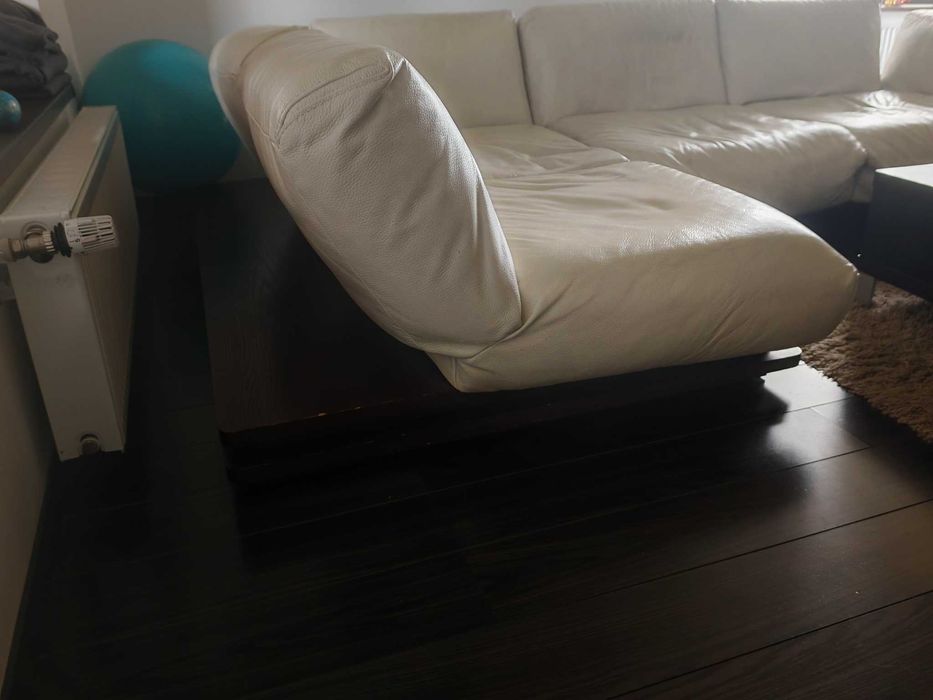 Canapea piele crem - extensibila, mecanism reglare spatare