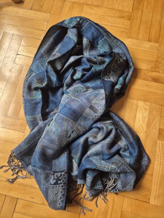 Eșarfă de lux, Pashmina și Mătase, model geometric, UNISEX