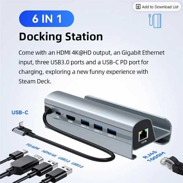 Steam Deck 256Gb + SanDiskUltra 512Gb + 6xHUB/CASE