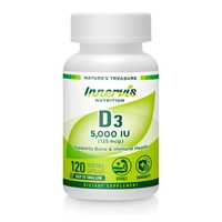Витамин D3 5000 МЕ (125 мкг) 120 растительных капсул Поддерживают здор