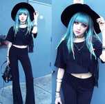 Killstar Mona Black Goth Fringe Crop Top (Tricou/bluză)