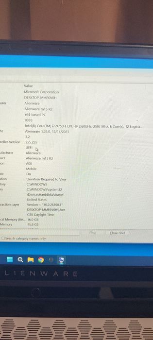 Laptop gaming Alienware M15 R2